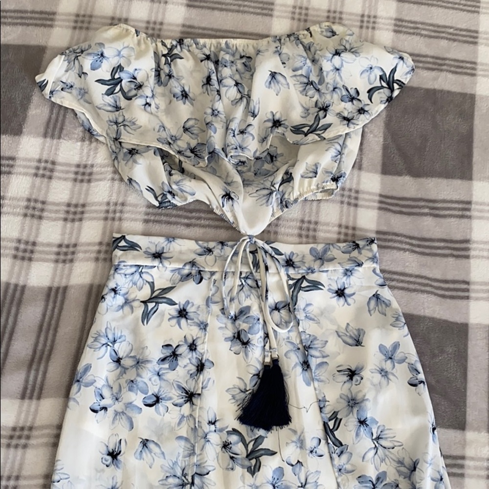 Two piece crop top + skirt set